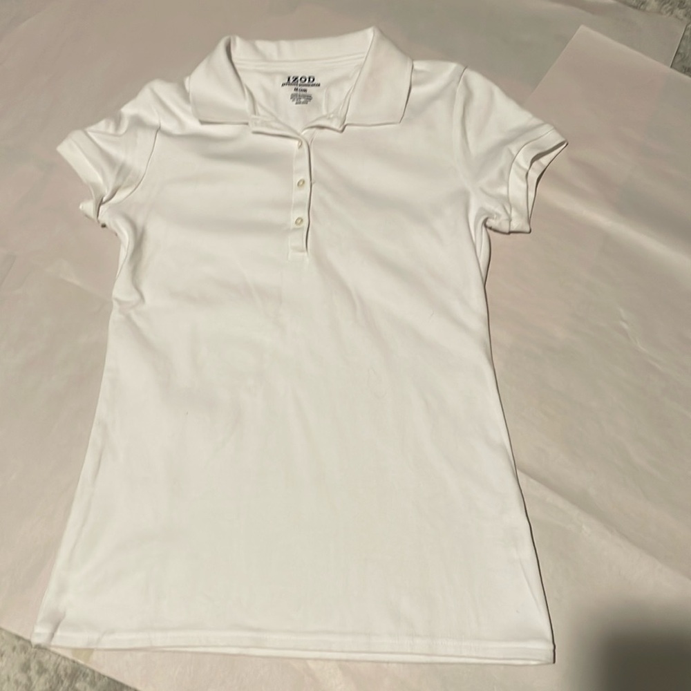 IZOD Women's White Polo Shirt approved school wear